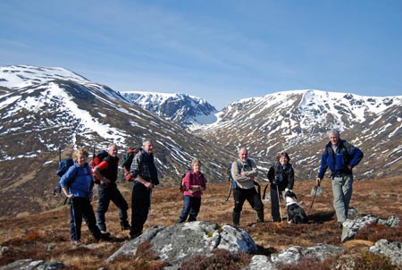 On the way up Carn Liath - Clare,  Tony, David, Sue, Frank, Irene, Graham