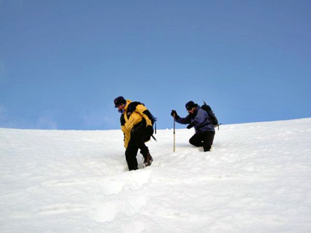 Alan and Clare descending Meal na h'Aisre